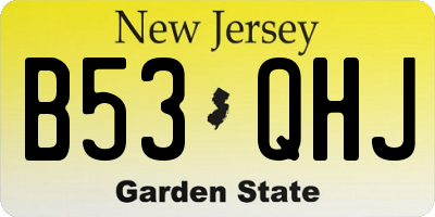 NJ license plate B53QHJ