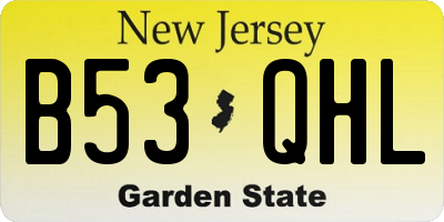NJ license plate B53QHL