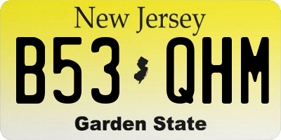 NJ license plate B53QHM