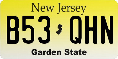 NJ license plate B53QHN