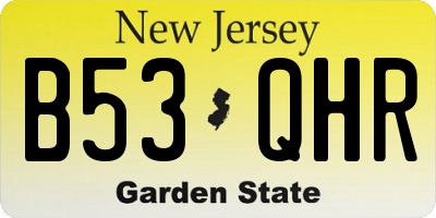 NJ license plate B53QHR