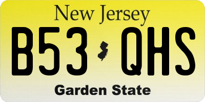 NJ license plate B53QHS