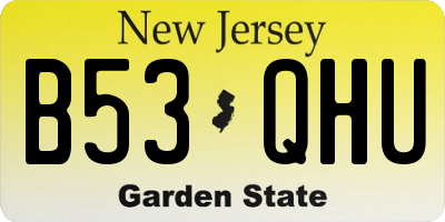 NJ license plate B53QHU