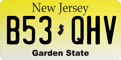 NJ license plate B53QHV