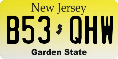 NJ license plate B53QHW