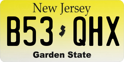 NJ license plate B53QHX