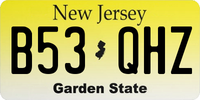 NJ license plate B53QHZ