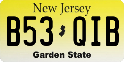 NJ license plate B53QIB