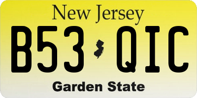 NJ license plate B53QIC