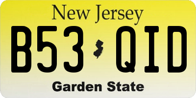 NJ license plate B53QID
