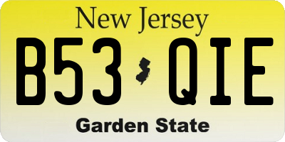 NJ license plate B53QIE