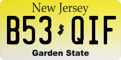 NJ license plate B53QIF
