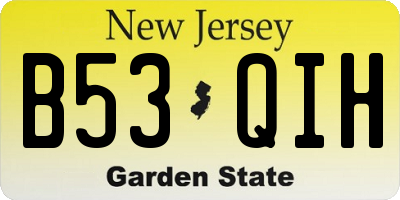 NJ license plate B53QIH