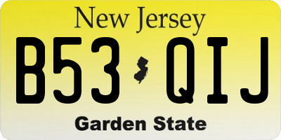 NJ license plate B53QIJ