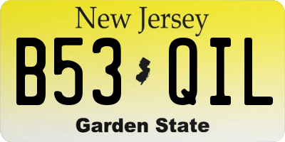 NJ license plate B53QIL