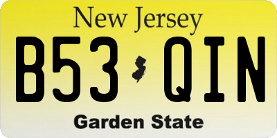 NJ license plate B53QIN
