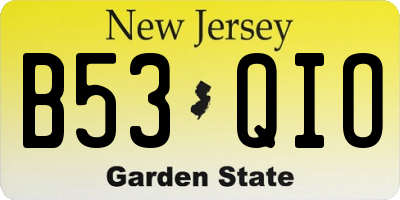 NJ license plate B53QIO