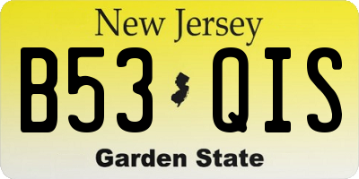 NJ license plate B53QIS