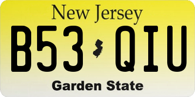 NJ license plate B53QIU