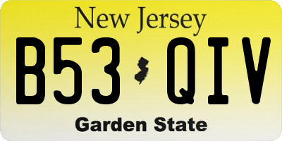 NJ license plate B53QIV