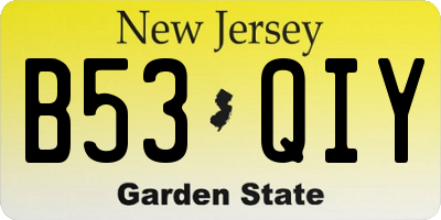 NJ license plate B53QIY
