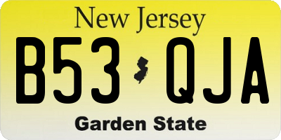 NJ license plate B53QJA