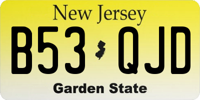 NJ license plate B53QJD