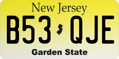 NJ license plate B53QJE
