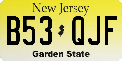 NJ license plate B53QJF