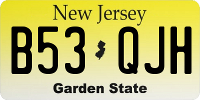 NJ license plate B53QJH