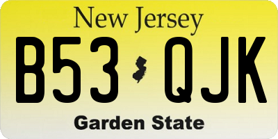 NJ license plate B53QJK