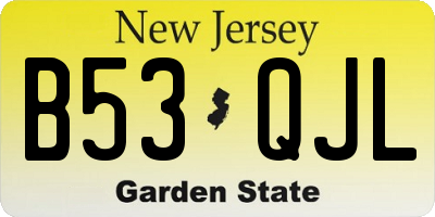NJ license plate B53QJL