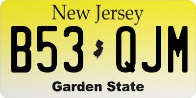 NJ license plate B53QJM