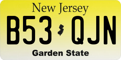 NJ license plate B53QJN