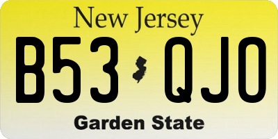 NJ license plate B53QJO