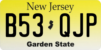 NJ license plate B53QJP