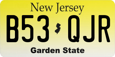 NJ license plate B53QJR
