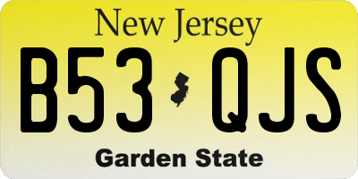 NJ license plate B53QJS