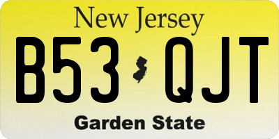 NJ license plate B53QJT