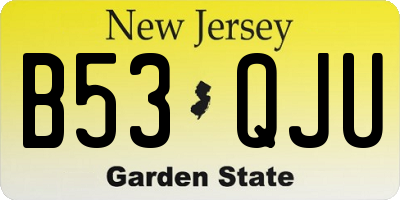 NJ license plate B53QJU