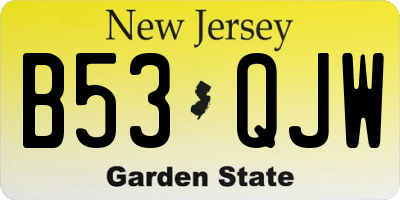 NJ license plate B53QJW