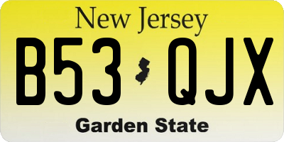 NJ license plate B53QJX