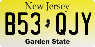 NJ license plate B53QJY