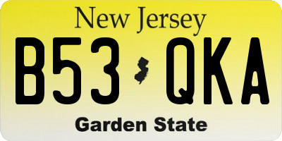 NJ license plate B53QKA