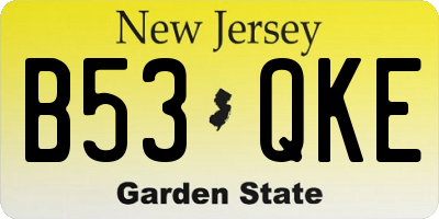 NJ license plate B53QKE
