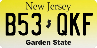 NJ license plate B53QKF