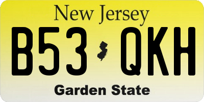 NJ license plate B53QKH