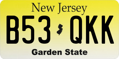 NJ license plate B53QKK