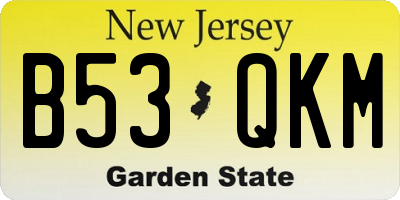 NJ license plate B53QKM