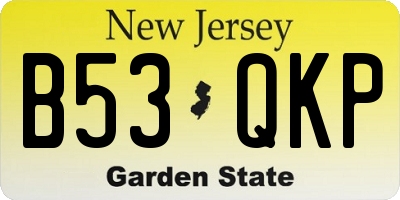 NJ license plate B53QKP
